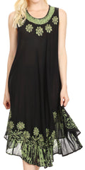 Sakkas Tina Women's Casual Summer Maxi Loose Fit Sleeveless Tank Dress#color_17162-BlackGreen