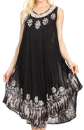 Sakkas Tina Women's Casual Summer Maxi Loose Fit Sleeveless Tank Dress#color_17162-BlackWhite 