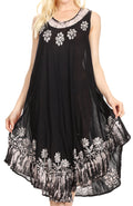 Sakkas Tina Women's Casual Summer Maxi Loose Fit Sleeveless Tank Dress#color_17162-BlackWhite