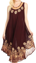 Sakkas Tina Women's Casual Summer Maxi Loose Fit Sleeveless Tank Dress#color_17162-Brown 
