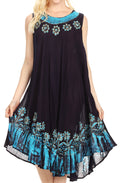 Sakkas Tina Women's Casual Summer Maxi Loose Fit Sleeveless Tank Dress#color_17162-NavyTurquoise