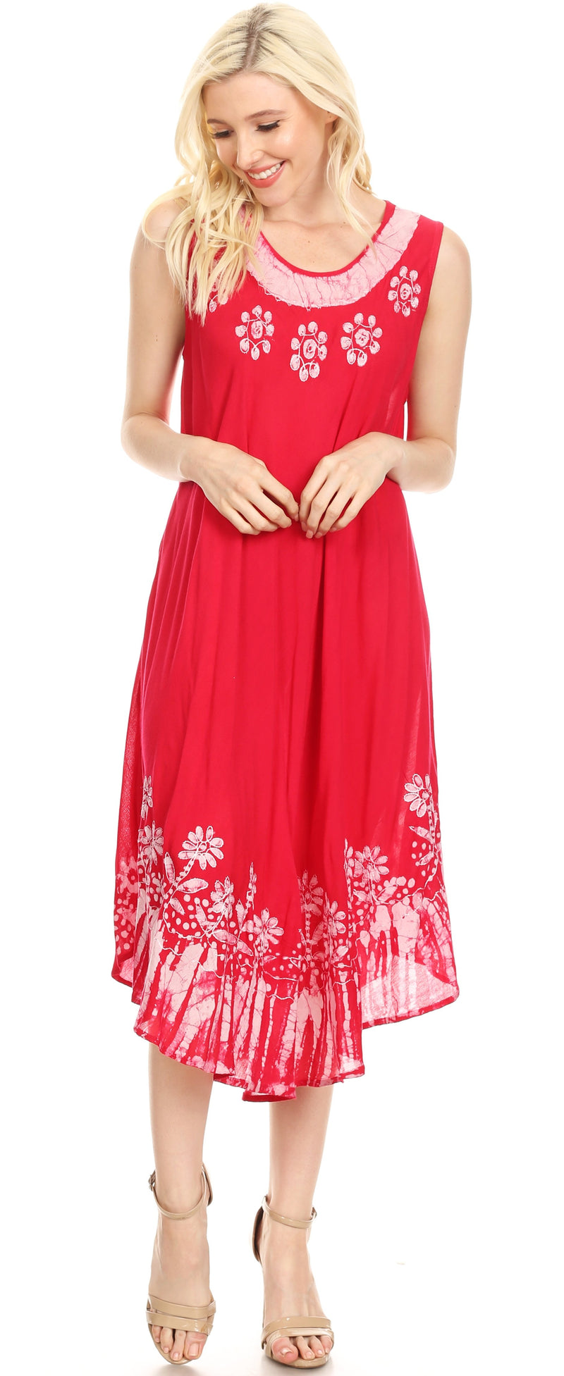 Sakkas Tina Women's Casual Summer Maxi Loose Fit Sleeveless Tank Dress