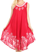Sakkas Tina Women's Casual Summer Maxi Loose Fit Sleeveless Tank Dress#color_17162-Red 