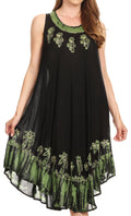 Sakkas Tina Women's Casual Summer Maxi Loose Fit Sleeveless Tank Dress#color_BlackGreen 