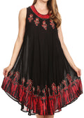 Sakkas Tina Women's Casual Summer Maxi Loose Fit Sleeveless Tank Dress#color_BlackRed 