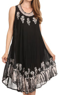 Sakkas Tina Women's Casual Summer Maxi Loose Fit Sleeveless Tank Dress#color_BlackWhite 