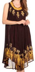 Sakkas Tina Women's Casual Summer Maxi Loose Fit Sleeveless Tank Dress#color_Brown 
