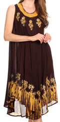 Sakkas Tina Women's Casual Summer Maxi Loose Fit Sleeveless Tank Dress#color_Brown