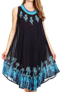 Sakkas Tina Women's Casual Summer Maxi Loose Fit Sleeveless Tank Dress#color_NavyTurquoise