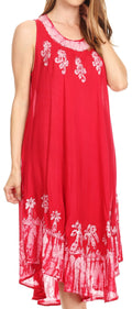 Sakkas Tina Women's Casual Summer Maxi Loose Fit Sleeveless Tank Dress#color_Red 