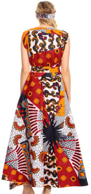 Sakkas Beyaz Women's Maxi Sleeveless Wrap Long Dress with Pockets V neck African