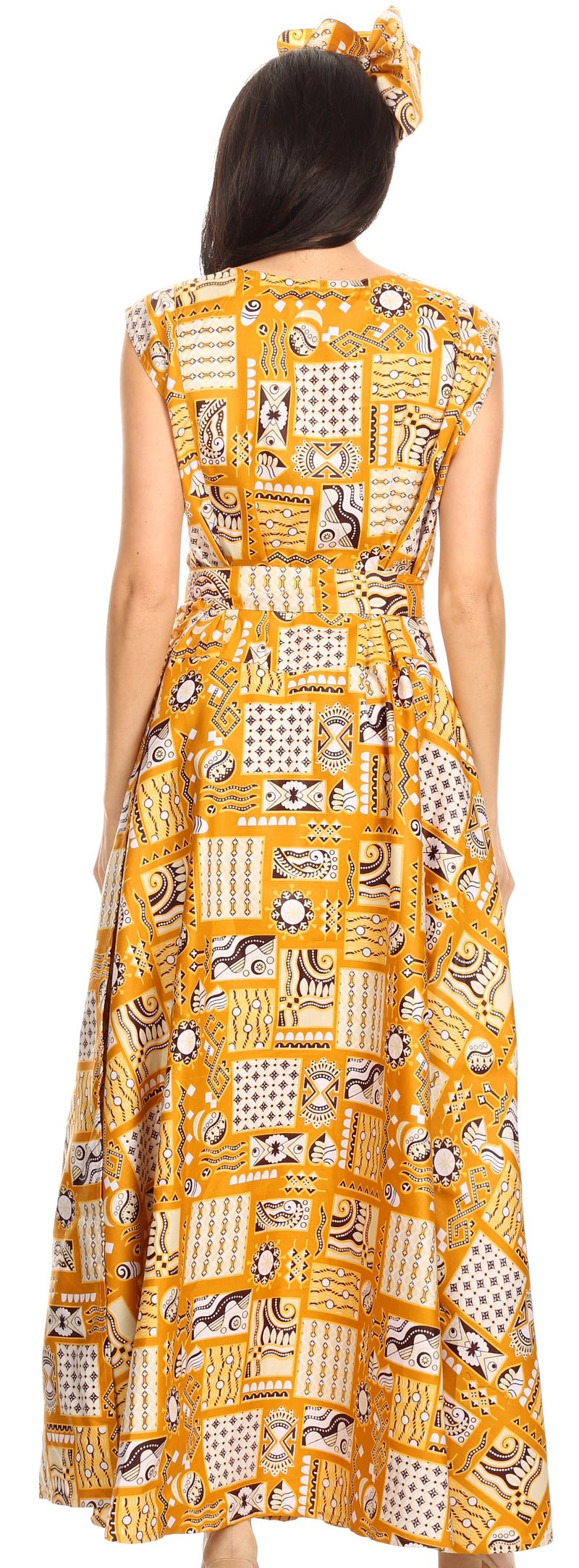 Sakkas Beyaz Women's Maxi Sleeveless Wrap Long Dress with Pockets V neck African