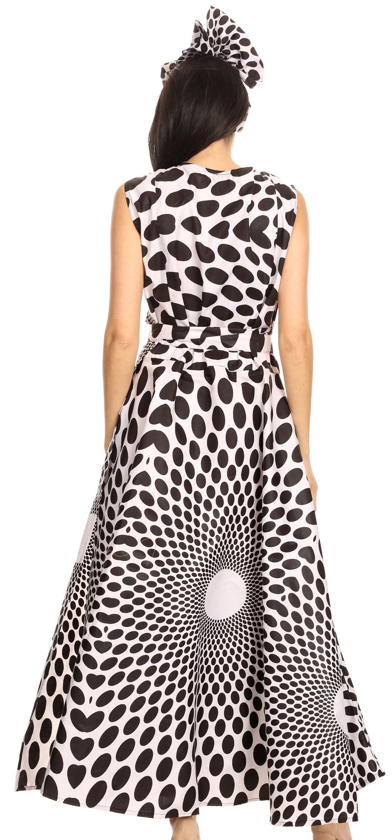 Sakkas Beyaz Women's Maxi Sleeveless Wrap Long Dress with Pockets V neck African