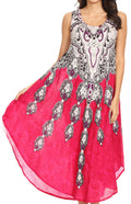 Sakkas Isla  Colorful Dashiki Sleeveless Caftan Dress / Cover up#color_19114-Fuschia