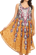 Sakkas Isla  Colorful Dashiki Sleeveless Caftan Dress / Cover up#color_19114-Mustard