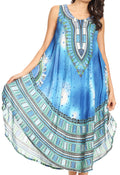 Sakkas Isla  Colorful Dashiki Sleeveless Caftan Dress / Cover up#color_19116-Blue