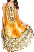 Sakkas Isla  Colorful Dashiki Sleeveless Caftan Dress / Cover up#color_19116-Mustard