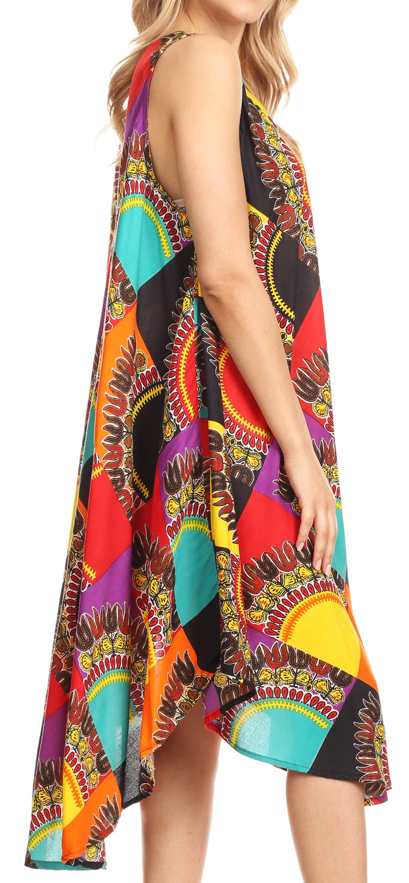 Sakkas Isla  Colorful Dashiki Sleeveless Caftan Dress / Cover up