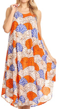 Sakkas Mikaela Summer Flowy Caftan Dress Cover-up Light & Casual#color_Blue / Orange 