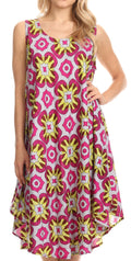 Sakkas Mikaela Summer Flowy Caftan Dress Cover-up Light & Casual#color_Grey