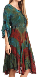Sakkas Ceren Marble Dye Cascading Corset Dress with Handkerchief Sleeves