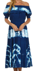 Sakkas Maria Peasant Gypsy Boho Dress#color_Navy