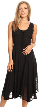 Sakkas Magdilena Stonewashed Corset Front Embroidered Dress