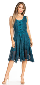 Sakkas Magdilena Stonewashed Corset Front Embroidered Dress