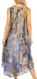 Sakkas Julia Boho Flared Multi-color Marble Batik Rayon Long Dress  / Cover Up