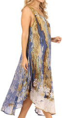 Sakkas Julia Boho Flared Multi-color Marble Batik Rayon Long Dress  / Cover Up