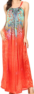 Sakkas Calypso Long Adjustable Column Dress with Animal Print and Rhinestones#color_Red 