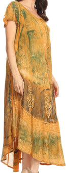 Sakkas Talia Ethnic Print Short Sleeve Long Dress/Cover Up