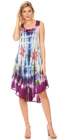 Sakkas Jimena Women's Tie Dye Sleeveless Caftan Dress Sundress Flare Floral Print