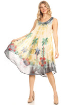 Sakkas Jimena Women's Tie Dye Sleeveless Caftan Dress Sundress Flare Floral Print