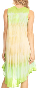 Sakkas Jimena Women's Tie Dye Sleeveless Caftan Dress Sundress Flare Floral Print