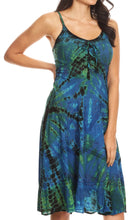 Sakkas Zoe Women's Summer Bohemian Spaghetti Strap Short Dress Tie Dye Embroidered
