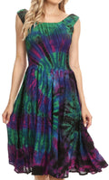 Sakkas Alba Women's Off The Shoulder Smock Ruffle Midi Dress Tie Dye & Embroidery#color_Raspberry