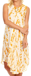 Sakkas Anni Women's Summer Casual Midi Sleeveless Loose Tie-dye Tank Sundress #color_Beige 