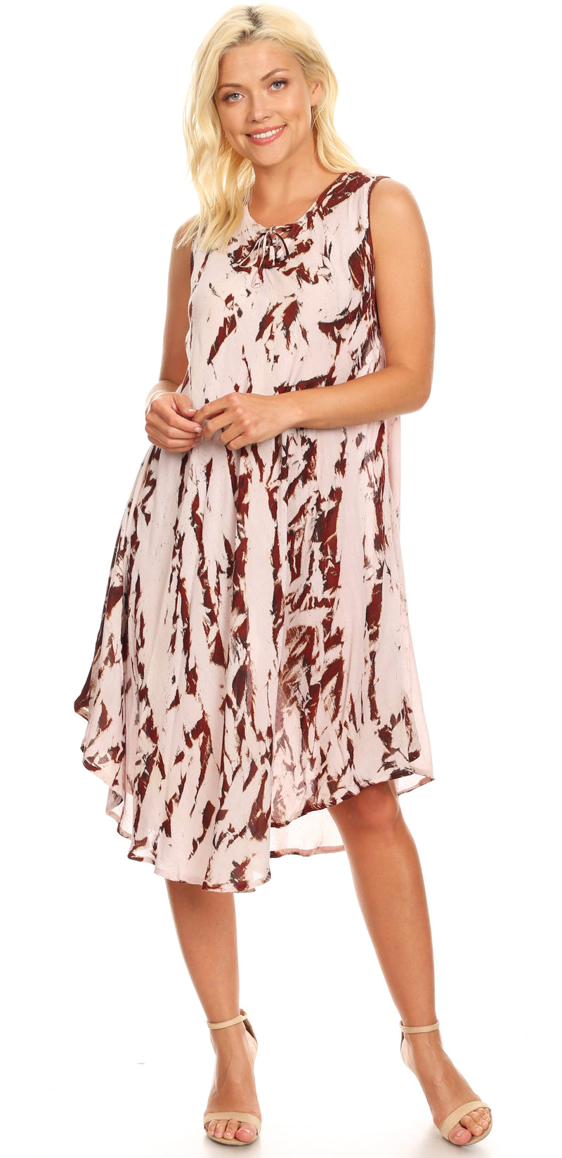 Sakkas Anni Women's Summer Casual Midi Sleeveless Loose Tie-dye Tank Sundress