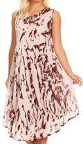 Sakkas Anni Women's Summer Casual Midi Sleeveless Loose Tie-dye Tank Sundress #color_Chocolate