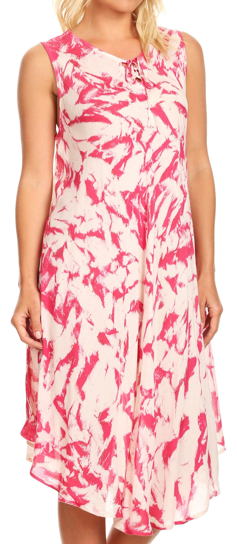 Sakkas Anni Women's Summer Casual Midi Sleeveless Loose Tie-dye Tank Sundress