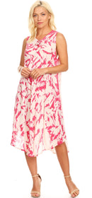 Sakkas Anni Women's Summer Casual Midi Sleeveless Loose Tie-dye Tank Sundress