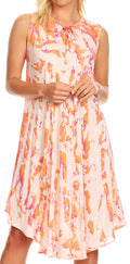 Sakkas Anni Women's Summer Casual Midi Sleeveless Loose Tie-dye Tank Sundress #color_Peach 