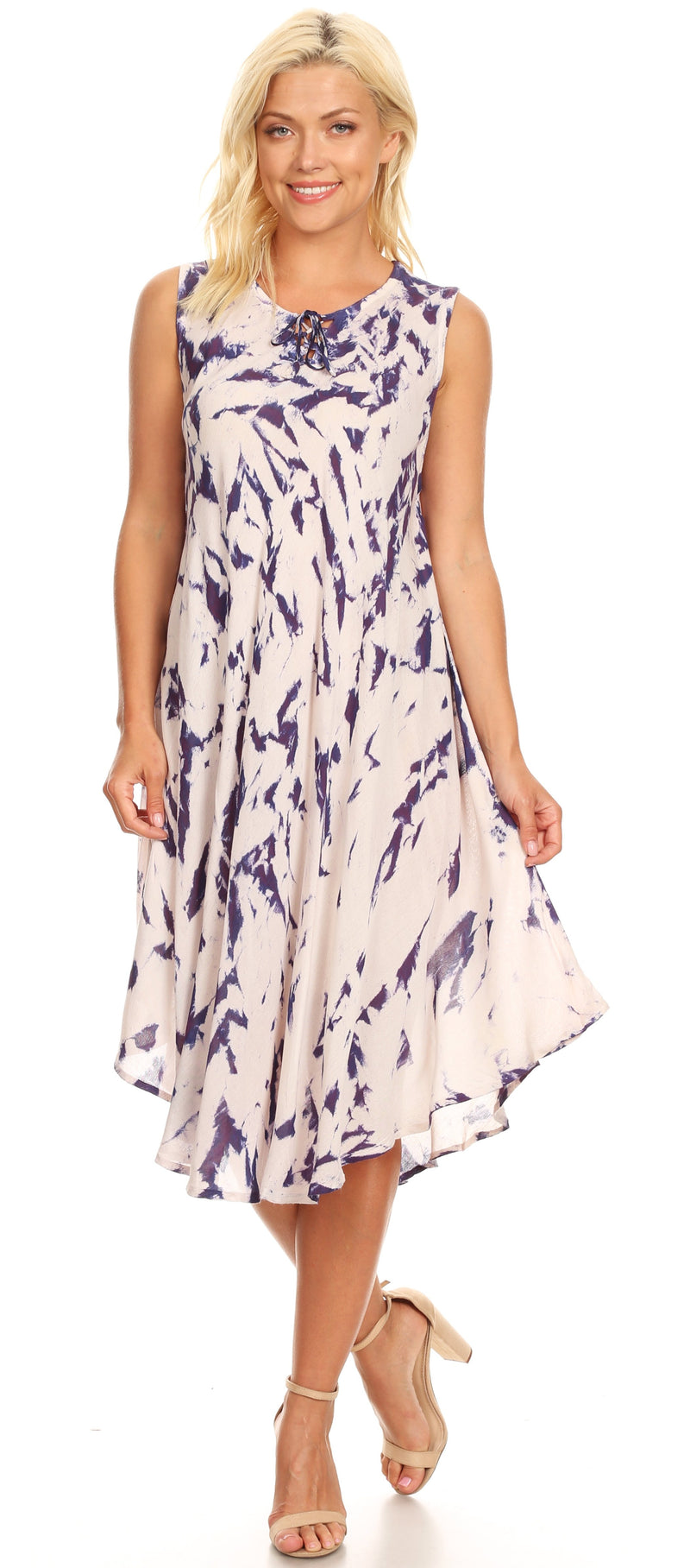 Sakkas Anni Women's Summer Casual Midi Sleeveless Loose Tie-dye Tank Sundress