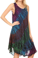 Sakkas Isola Women's Tank Summer Bohemian Swing Midi Dress Sleeveless Tie-dye