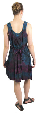 Sakkas Luciana Women's Tie Dye Bohemian Swing Midi Dress with Ties and Smock Back