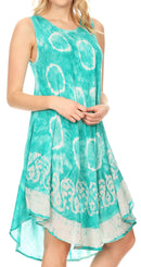 Sakkas Marlena Women's  Swing Sleeveless Tie Dye with Batik Nightgown Dress Cover