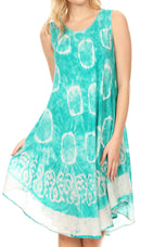 Sakkas Marlena Women's  Swing Sleeveless Tie Dye with Batik Nightgown Dress Cover
