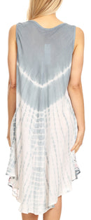 Sakkas Violeta Women's Tie Dye Paisley Caftan Midi Sleeveless Tank Dress  Cover Up