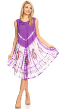 Sakkas Violeta Women's Tie Dye Paisley Caftan Midi Sleeveless Tank Dress  Cover Up
